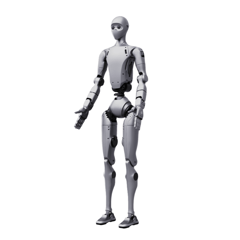 Robot humanoïde H2 Unitree Robotics en vue studio, design compact